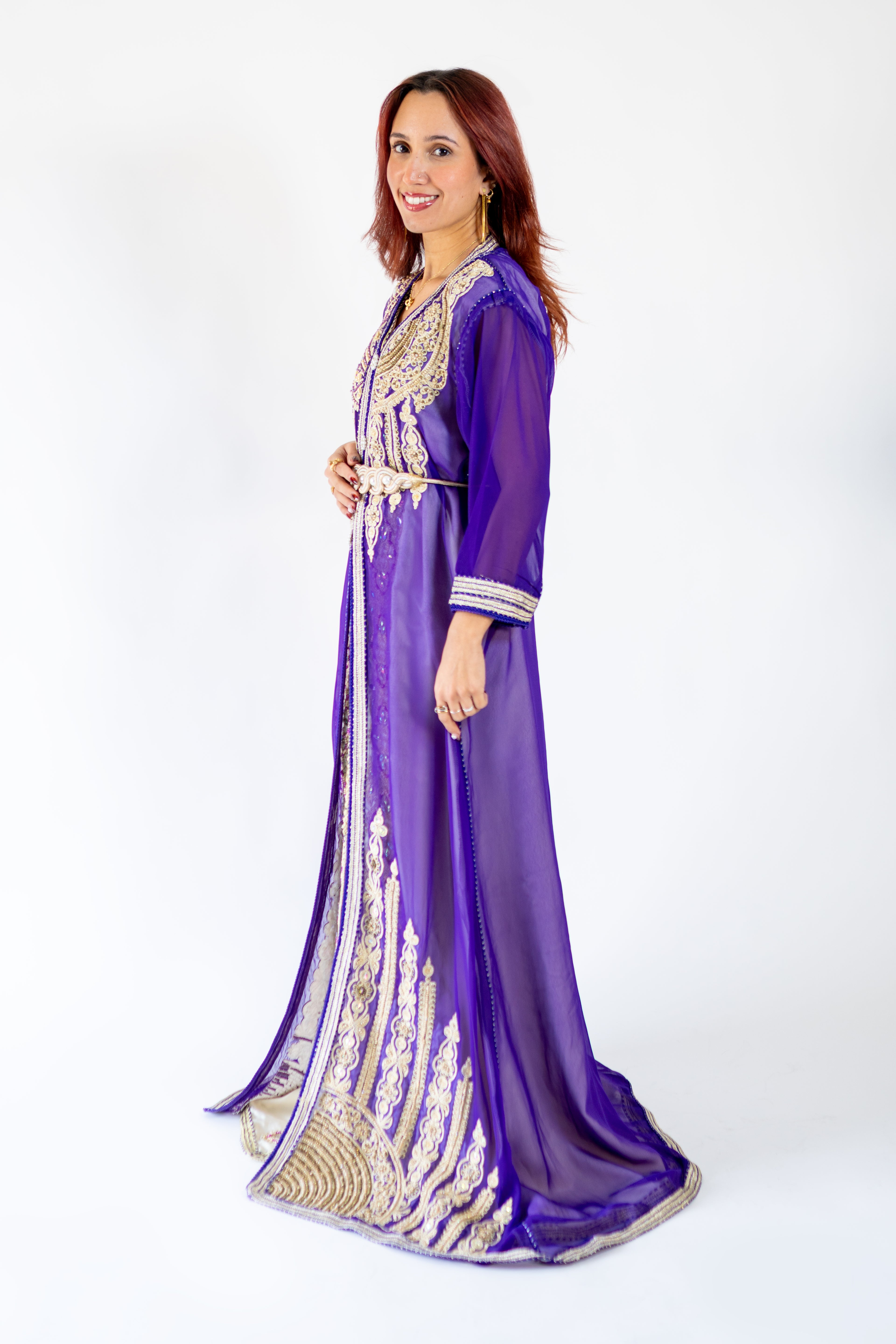 purple and gold kaftan dress Purple Traditional Turkish Kaftan Ottoman Motif Embroidered Bindall, Henna Night Costume