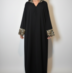 Black Leopard Abaya - Full Body Shot