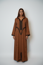 Brown Djellaba Full Body - Model Front View