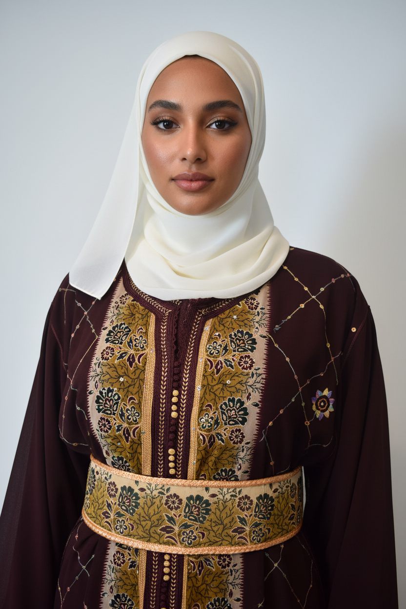 Brown Kaftan Close-Up