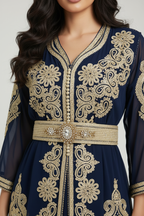 Close-Up Navy Kaftan on Model