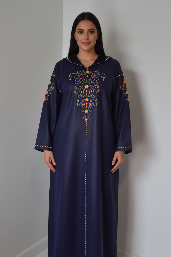 Full Length - Navy Hooded Djellaba