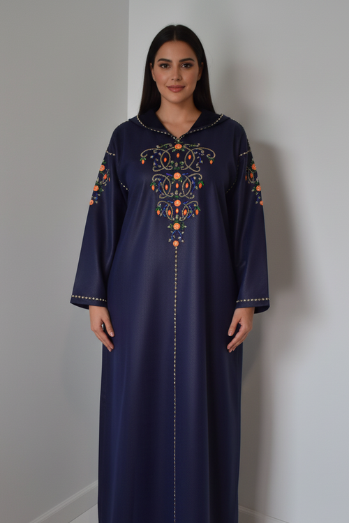 Full Length - Navy Hooded Djellaba