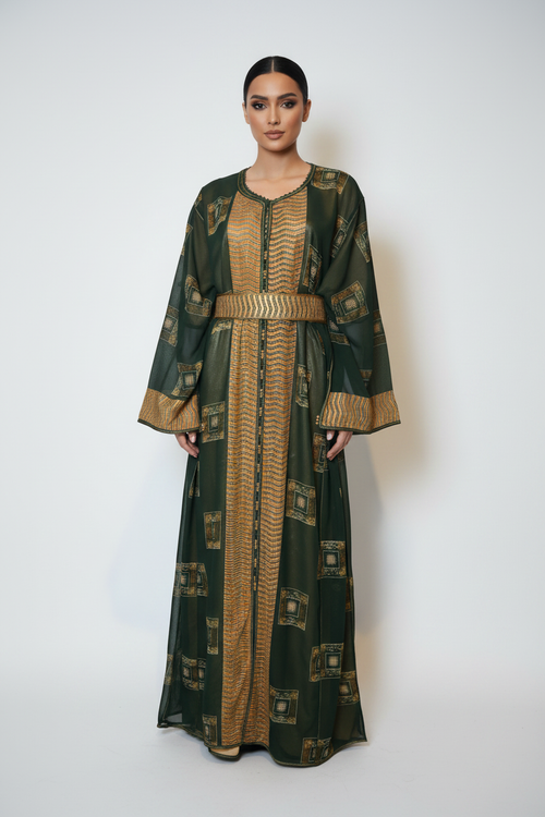 Green Gold Takchita - Model Full Front View