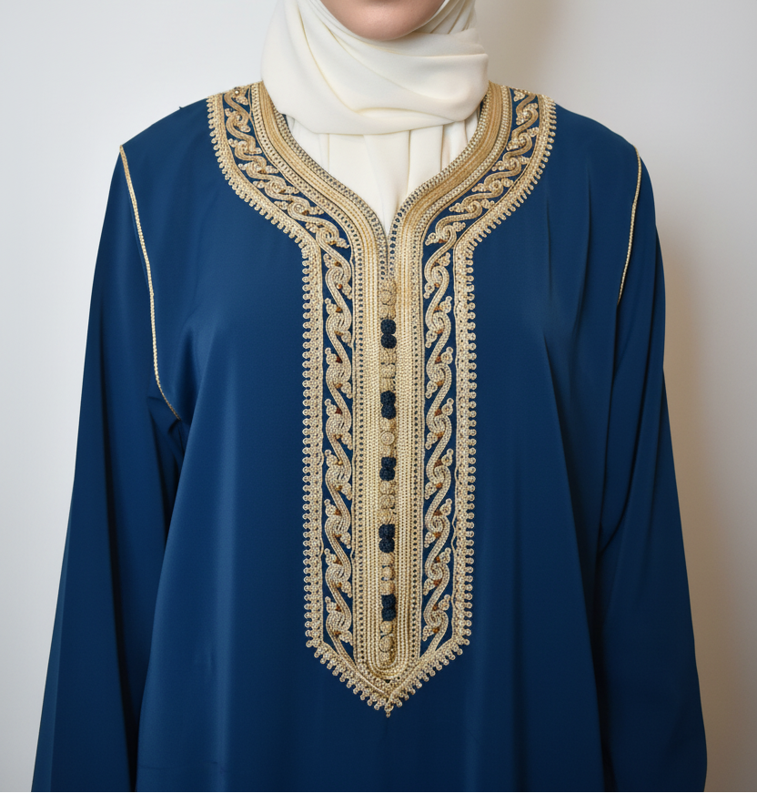 Teal Kaftan Close-Up Updated